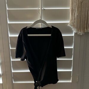 Brandy Melville Black Wrap Tee